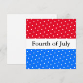 Vierde juli Helderblauw Rood Wit Strepen Stippen Feestdagenkaart (Voorkant / Achterkant)