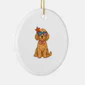 Vierde Juli Hond Keramisch Ornament (Rechts)
