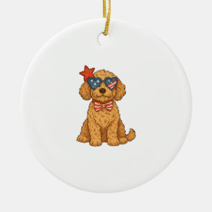 Vierde Juli Hond Keramisch Ornament