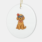 Vierde Juli Hond Keramisch Ornament (Links)