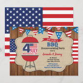Vierde juli Housewarming Party BBQ roestvrij hout Kaart (Voorkant / Achterkant)