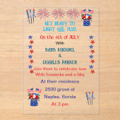 Vierde juli huwelijksuitnodiging vlag kleuren acryl uitnodigingen (Voorkant)