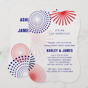 Vierde juli I Do Barbecue Verloving Invitation Kaart