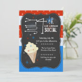 Vierde juli Ice Cream Social Kaart (Staand voorkant)