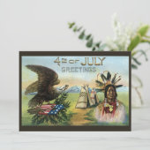 Vierde juli Indiaas wenskaart Kaart (Staand voorkant)