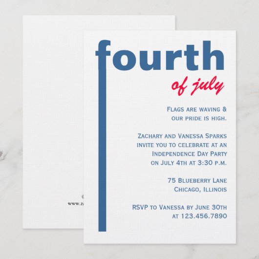 Vierde juli kaart (Voorkant / Achterkant)