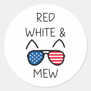 Vierde juli Kattenliefhebber Red White en Nieuw US Ronde Sticker