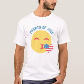 Vierde juli Kiss Emoji America Flag T-shirt (Voorkant)