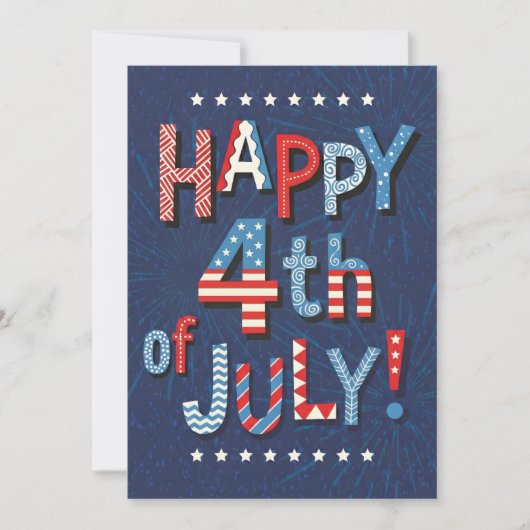 Vierde Juli Kunst Patriottische Viering Kunstwerk Feestdagenkaart (Voorkant)