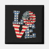 Vierde juli Love Sunflower Patriotic American Flag Magneet (Voorkant)