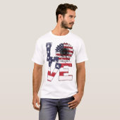 Vierde juli Love Sunflower Patriotic American Flag T-shirt (Voorkant volledig)