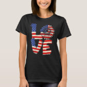 Vierde juli Love Sunflower Patriotic American Flag T-shirt (Voorkant)