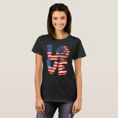 Vierde juli Love Sunflower Patriotic American Flag T-shirt (Voorkant volledig)