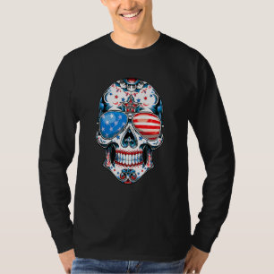 Vierde juli Mannen Vrouwen Suiker de schedel Zonne T-shirt