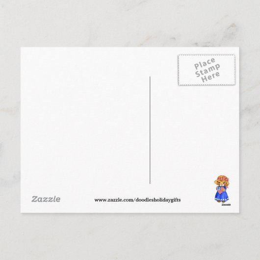 Vierde juli Meisje briefkaart (Achterkant)