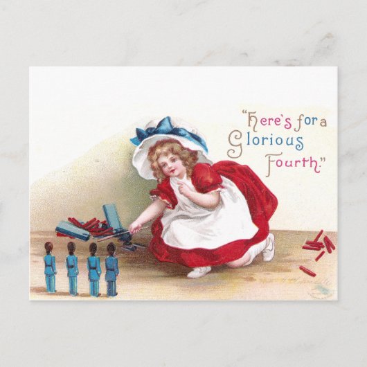 Vierde juli meisjes en Speelgoed soldaten Briefkaart (Voorkant)