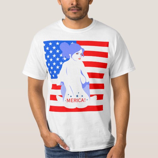 Vierde juli "MERICA!" Tramp Stamp T-shirt (Voorkant)
