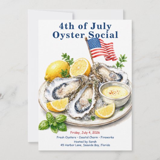 Vierde Juli Oester Sociale Uitnodiging Kust (Voorkant)