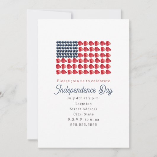 Vierde juli Onafhankelijkheidsdag 4 juli Cake Kaart (Voorkant)