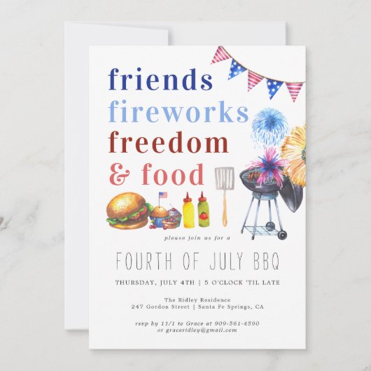 Vierde juli | Onafhankelijkheidsdag BBQ Kaart (Voorkant)