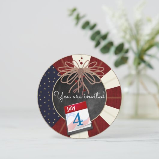 Vierde juli Onafhankelijkheidsdag Chalkboardpartij Kaart (Staand voorkant)
