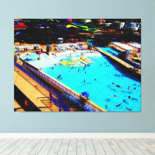 Vierde juli op Daytona Lagoon Waterpark Fan Art Canvas Afdruk (Insitu (Houten vloer))