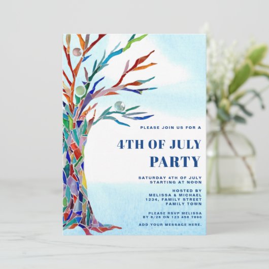 Vierde juli Partij Kaart (Staand voorkant)