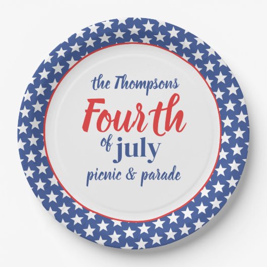 Vierde juli Partij Papieren Bordje (Voorkant)
