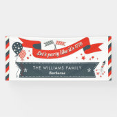 Vierde juli Partij Rode Witte en Blauwe Stars Stri Spandoek (Horizontaal)