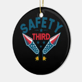 Vierde juli Patriottic Fireworks Safety Derde Keramisch Ornament (Links)