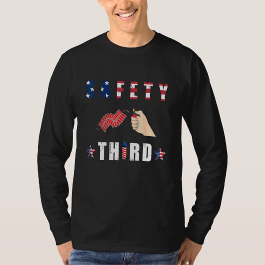 Vierde juli Patriottic Love Fireworks Safety Derde T-shirt (Voorkant)