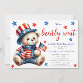 Vierde juli patriottische bearly wacht baby shower kaart (Voorkant)