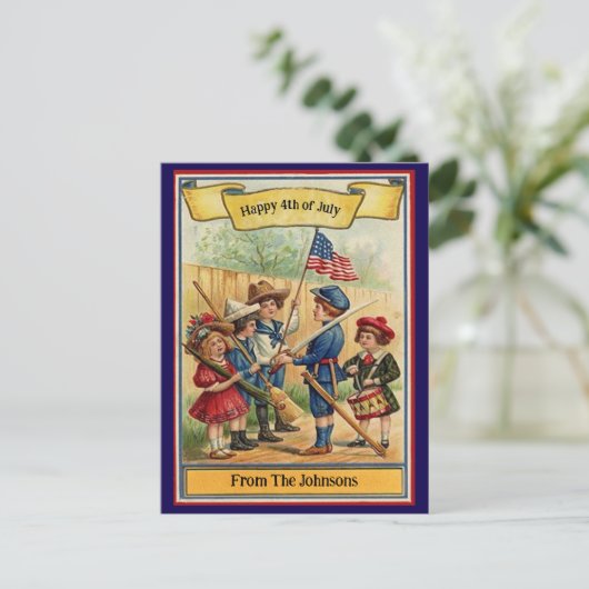  Vierde Juli Patriottische Naam Briefkaart (Staand voorkant)