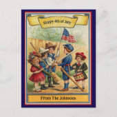  Vierde Juli Patriottische Naam Briefkaart (Voorkant)