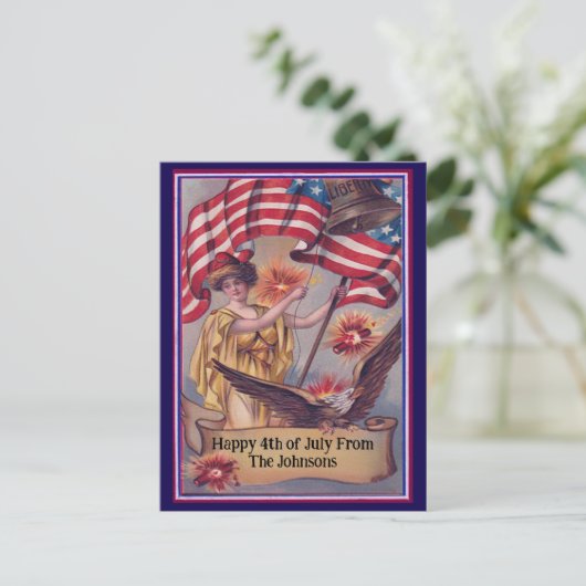  Vierde Juli Patriottische Naam Briefkaart (Staand voorkant)