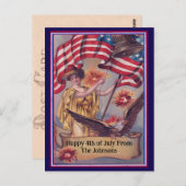  Vierde Juli Patriottische Naam Briefkaart (Voorkant / Achterkant)