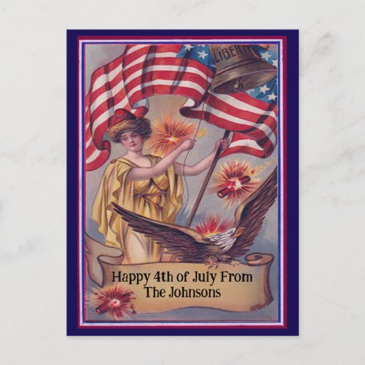  Vierde Juli Patriottische Naam Briefkaart (Voorkant)