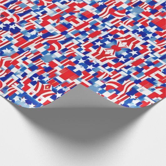 Vierde juli Patriottische rode witte en blauwe ste Cadeaupapier (Hoek)