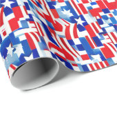 Vierde juli Patriottische rode witte en blauwe ste Cadeaupapier (Rol Hoek)