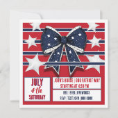 Vierde juli Patriottische Rood Wit Blauw Uitnodigi Kaart (Voorkant)