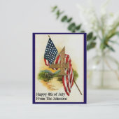 Vierde Juli Patriottische Vlag Aangepaste Naam Briefkaart (Staand voorkant)