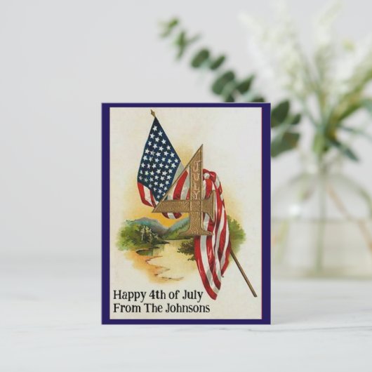  Vierde Juli Patriottische Vlag Aangepaste Naam Briefkaart (Staand voorkant)