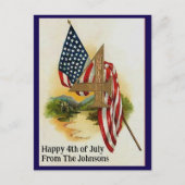 Vierde Juli Patriottische Vlag Aangepaste Naam Briefkaart (Voorkant)