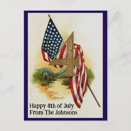  Vierde Juli Patriottische Vlag Aangepaste Naam Briefkaart (Voorkant)