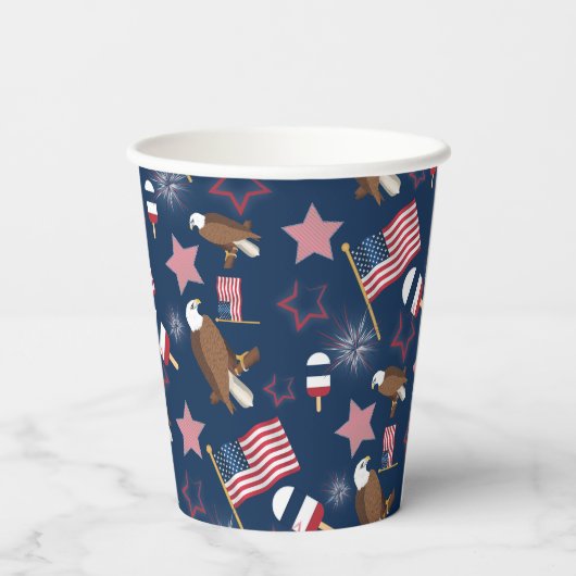 Vierde juli patroon papieren bekers (Achterkant)