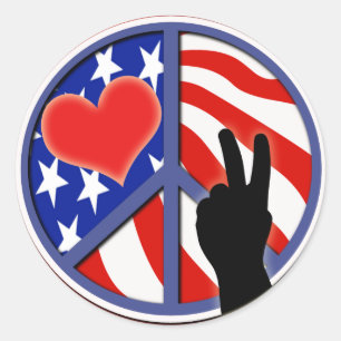 Vierde juli Peace Love USA Ronde Sticker