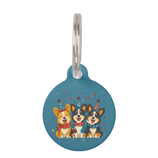 Vierde juli Pembroke Welsh Corgi Dogs Huisdierpenning (Voorkant)