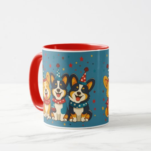 Vierde juli Pembroke Welsh Corgi Dogs Mok (Voorkant links)