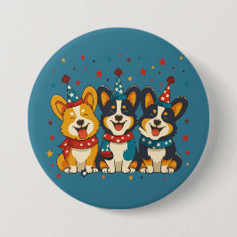 Vierde juli Pembroke Welsh Corgi Dogs Ronde Button 7,6 Cm