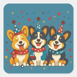 Vierde juli Pembroke Welsh Corgi Dogs Vierkante Sticker
